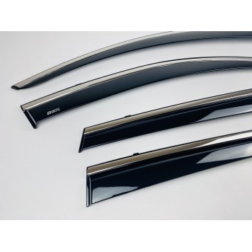 Дефлекторы окон Volkswagen Touareg 2010-2018 с нерж. хром полоской-6